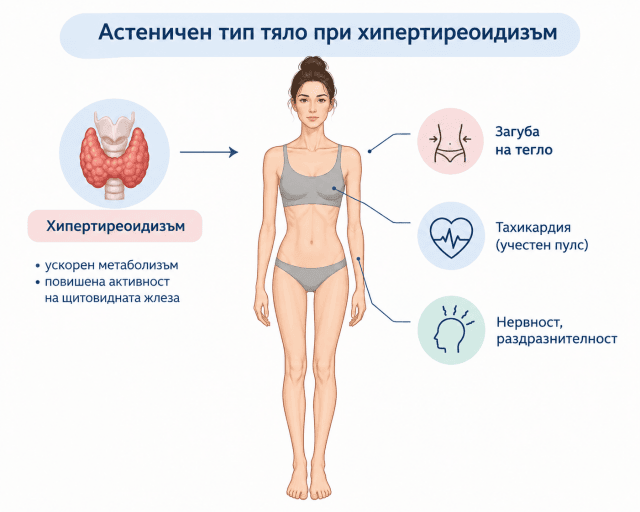 Астеничен тип тяло Астеничен тип тяло при хипертиреоидизъм
