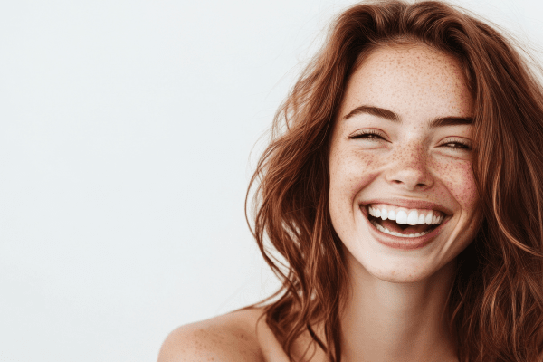 Койковата киселина блокира действието на ензим, който участва в производството на меланин млада усмихната жена с лунички