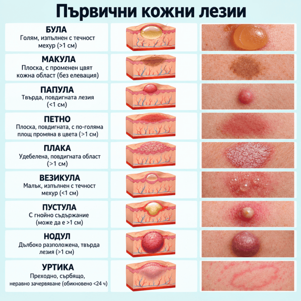 Снимки на първични кожни лезии Снимки на първични кожни лезии