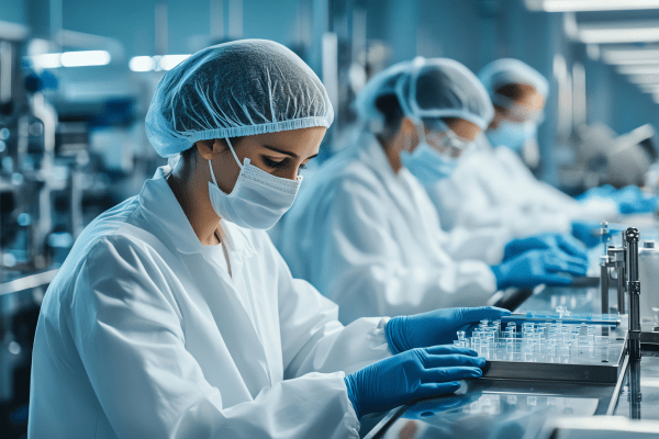 Робърт Кенеди-младши спря финансирането на проектите за разработване на иРНК ваксини срещу грип и COVID-19 служители с маски, които подготвят шишенца с ваксини