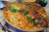 Печен цял шаран с ориз и кисело зеле