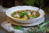 Бистра супа с грах, моркови и кюфтенца