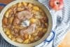 Свинско бон филе с ябълки, бекон и картофи на фурна