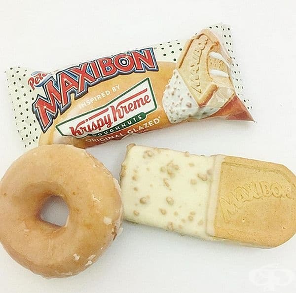 Сладолед Maxibon, създаден по подобие на глазираната поничка от Krispy Kreme