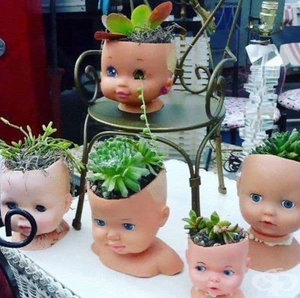 35 снимки на стари кукли, превърнати в саксии