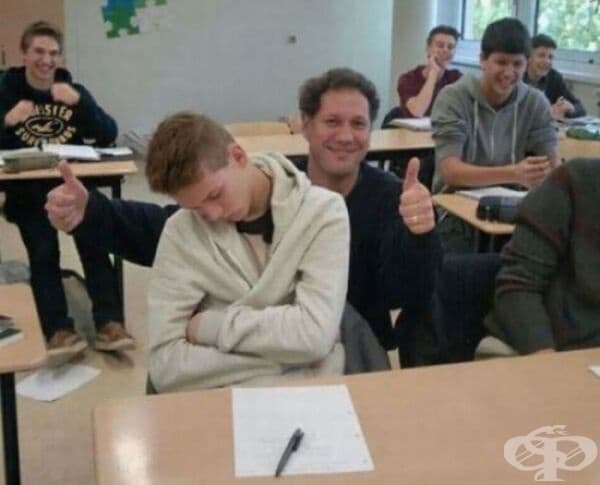 Той не го събуди, нито го изгони... но успя да развесели целия клас.