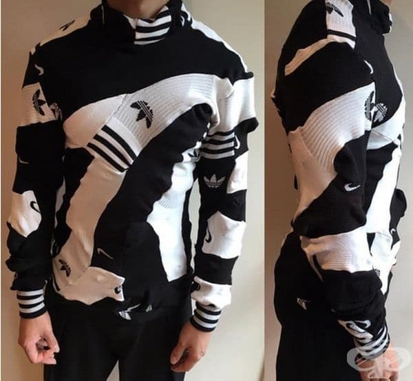 Блуза, направена от чорапи Nike и Adidas.