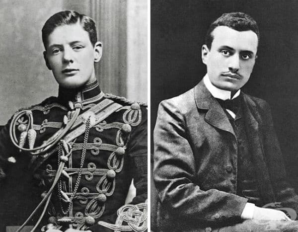 Млади опоненти: 24-годишният Уинстън Чърчил и 35-годишният Бенито Мусолини.
