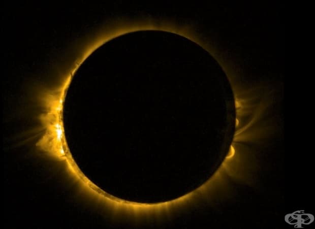 Слънчево затъмнение, заснето от минисателита Проба-2