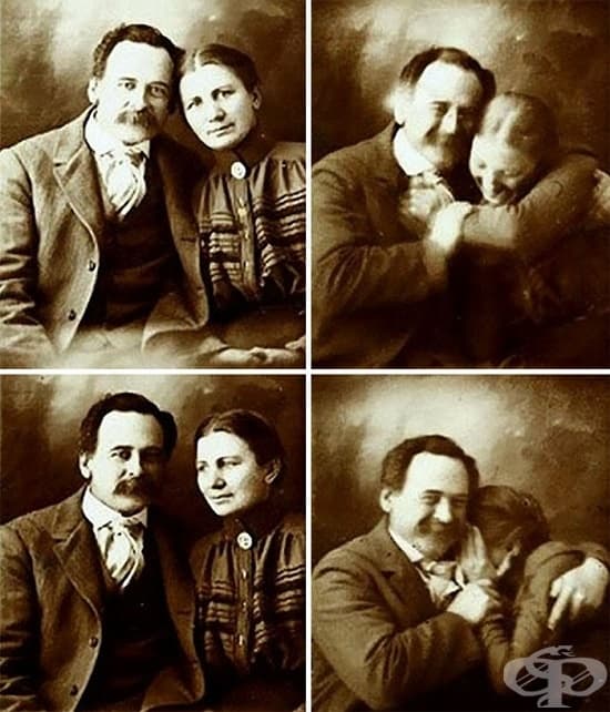 Двойка се опитва да не се смее за семейния си портет, 1890 г.