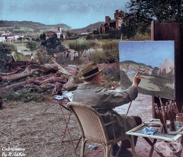 Уинстън Чърчил, живописен пейзаж на френския град Лурмарин, 1948 г.