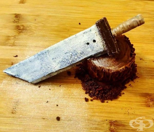 Кинжал от шоколад и шоколадово роле.