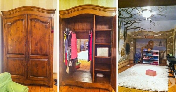 Вратичка в гардероба, отвеждаа в тайнствена стая за игра.