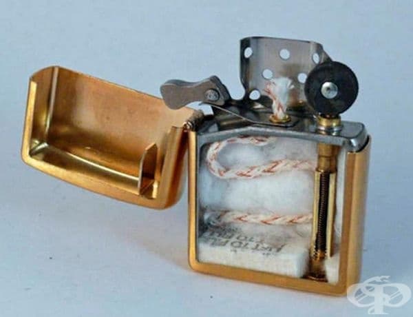 Стар стил запалка Zippo. Изобретателят на запалката, която пали и във вятър, е Джордж Блейслел.