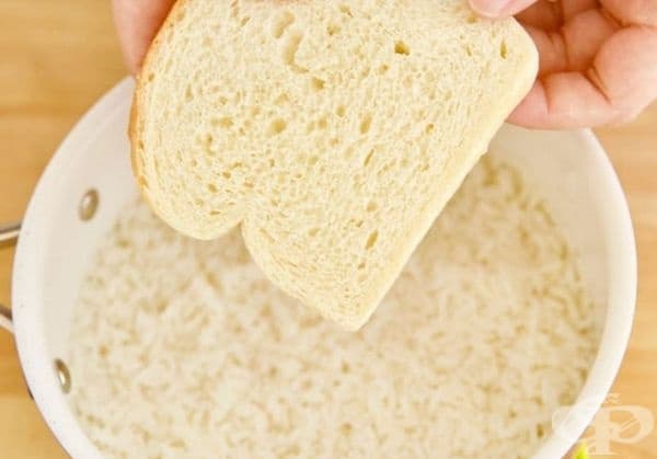 Изгорен ориз.Понякога оризът загаря на дъното и това разваля вкуса му.Не бързайте да изхвърляте всичко: сложете парче бял хляб върху ориза и го оставете за няколко минути.Той ще абсорбира изгорения вкус и ще спаси онази част от ориза, която не е изгоряла.