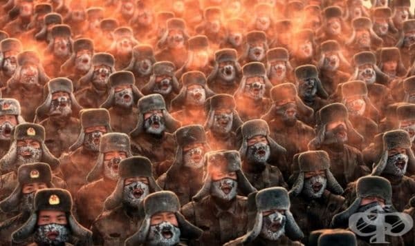 Китайски войници на обучение, провинция Хейлунцзян.