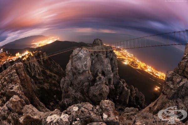 Висящия планински мост Петри в Украйна