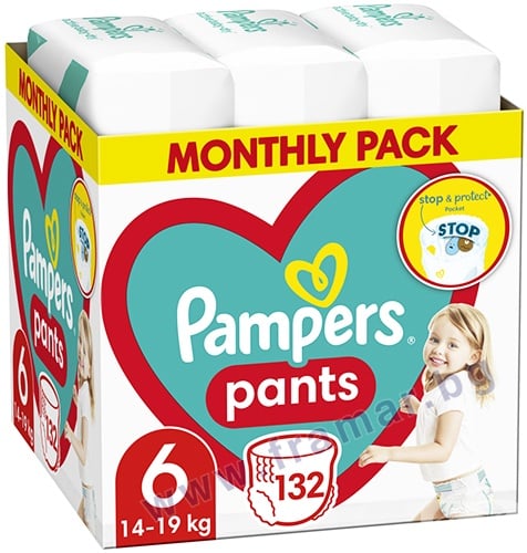 ПАМПЕРС ГАЩИ №6 14 - 19 кг * 132 (PAMPERS PREMIUM CARE PANTS №6 14 - 19 ...