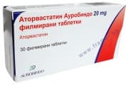 АТОРВАСТАТИН таблетки 20 мг. * 30 АУРОБИНДО ФАРМА