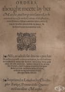 "The plague: book Orders thought meete by her Maiestie",          16 , 2  