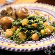 Кейл с нахут и стафиди