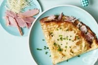 Палачинки с плънка от маскарпоне, кашкавал и шунка