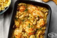 Пилешко с артишок и мариновани гъби