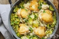 Тиквички с ориз и пилешко месо