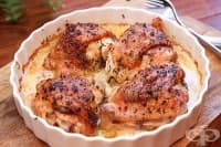 Пилешки бутчета с плънка от пармезан и хляб