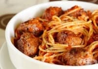 Спагети с кюфтета в доматен сок