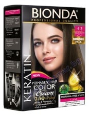БИОНДА БОЯ ЗА КОСА PROFESSIONAL DOUBLE 4.3 ЗЛАТИСТО КАФЯВ