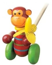 ДЪРВЕНА БУТАЛКА МАЙМУНКА ORANGE TREE TOYS