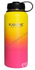ТЕРМОС ПЪТУВАЙ С МЕН ЖЪЛТО-РОЗОВО 960 мл KANCHE