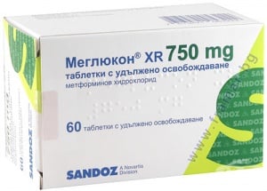 МЕГЛЮКОН XR таблетки 750 мг * 60