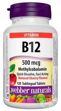 Изображение към продукта ВИТАМИН B12 сублингвални таблетки 500 мкг * 120 УЕБЪР НАТУРАЛС