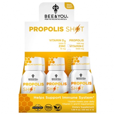 ПРОПОЛИС + ВИТАМИН C + ВИТАМИН D3 + ЦИНК ШОТ 50 мл * 12 BEE & YOU
