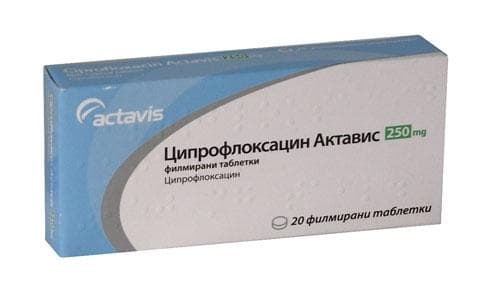 Изображение към продукта ЦИПРОФЛОКСАЦИН таблетки  250 мг  * 20 АКТАВИС