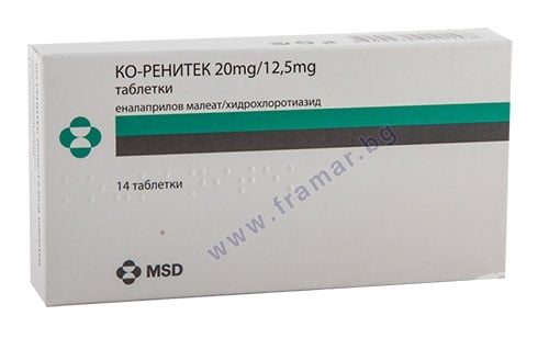 Изображение към продукта КО-РЕНИТЕК таблетки 20/12.5 мг * 14 БЕСТА МЕД