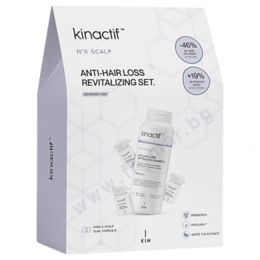 КИН КОЗМЕТИКС KINACTIF № 8 SCALP КОМПЛЕКТ ПРОТИВ КОСОПАД ШАМПОАН 300 мл + АМПУЛИ 6 мл * 10