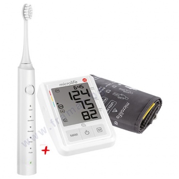 Изображение към продукта КОМПЛЕКТ ЕЛЕКТРОНЕН АПАРАТ ЗА ИЗМЕРВАНЕ НА КРЪВНО НАЛЯГАНЕ MICROLIFE BP B3 AFIB + ЗВУКОВА ЕЛЕКТРИЧЕСКА ЧЕТКА ЗА ЗЪБИ MICROLIFE CLEAN S5 БЯЛА