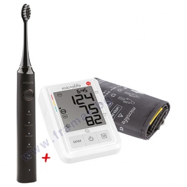 Изображение към продукта КОМПЛЕКТ ЕЛЕКТРОНЕН АПАРАТ ЗА ИЗМЕРВАНЕ НА КРЪВНО НАЛЯГАНЕ MICROLIFE BP B3 AFIB + ЗВУКОВА ЕЛЕКТРИЧЕСКА ЧЕТКА ЗА ЗЪБИ MICROLIFE CLEAN S5 ЧЕРНА