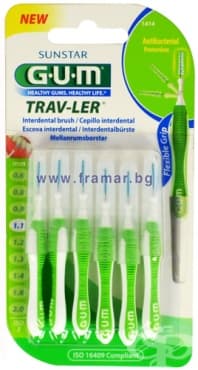 ИНТЕРДЕНТАЛНА ЧЕТКА ЗА ЗЪБИ ГЪМ 1.1 мм ЗЕЛЕНА * 6