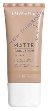 Изображение към продукта ЛУМЕНЕ МАТИРАЩ ФОН ДЬО ТЕН MATT OIL - FREE ЗА МАЗНА И КОМБИНИРАНА КОЖА № 1 CLASSIC BEIGE 30 мл