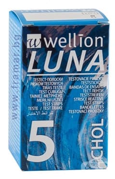 ТЕСТ ЛЕНТИ ЗА ХОЛЕСТЕРОЛ WELLION LUNA DUO * 5 бр.