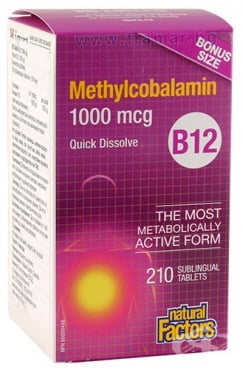 Изображение към продукта ВИТАМИН B12 сублингвални таблетки 1000 мкг * 180 + 30 НАТУРАЛ ФАКТОРС