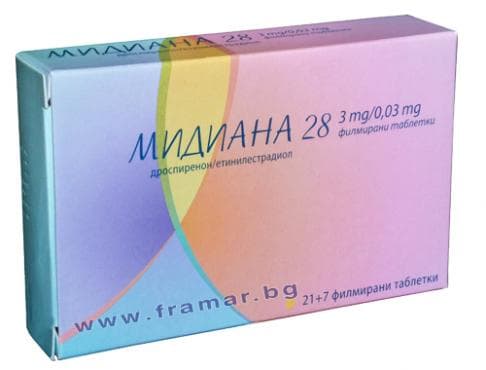 Изображение към продукта МИДИАНА 28 таблетки 3 мг / 0.03 мг * 21+7