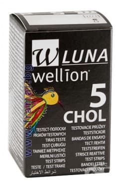 ТЕСТ ЛЕНТИ ЗА ХОЛЕСТЕРОЛ WELLION LUNA DUO * 5 бр.